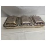 3 SECTION SERVING DISH SILVERPLATE W/ FANCY LIDS