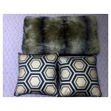 TAHARI HOME FUR PILLOW, MATCHING 12X12 THROW