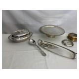 SILVER PLATED COVERED SERVING DISH, COASTER,