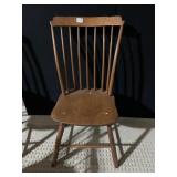 CURVED BACK ANTIQUE CHAIR W/ THIN SPINDLE BACK