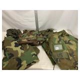 XL US BACK PACKS AND CAMO X-LARGE PANTS, SHIRT