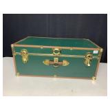30X16X12 GREEN LOCKING MODERN TRUNK, TRIM ON BACK
