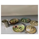 FARM SCENE PLATES FOR DECORATION AND 2 SALT GLAZE