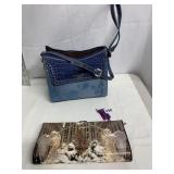 CLUTCH W/ WINTER SCENE AND LIZ CLAIRBORNE PURSE