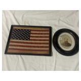 50 STAR AM. FLAG IN FRAME 20" X 15" & OVAL FRAME