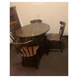 ROUND TABLE AND 4 PINE CHAIRS 36" D - ONE CHAIR