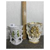 HAND PAINTED FRENCH 6" NUMBER 825 ON BASE FLOWER