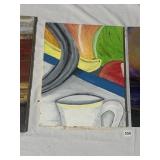 PAINTED ON CANVAS AND ABSTRACT SIGNED C GAIL ON