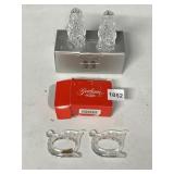 GORHAM LION SALT AND PEPPER IN BOX AND CRYSTAL