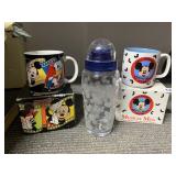 2 MICKEY MOUSE MUGS IN OB AND GLASS MICKEY MOUSE