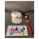 DISNEY WORLD HAT, BACK SCRATCHER AND VANITY PLATE