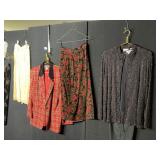 PLAID JACKET, SKIRTS, TOP, VINTAGE LACE OFF WHITE