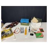 PLASTIC BOX, METAL BOX WITH WASHERS, BASKET, CAR