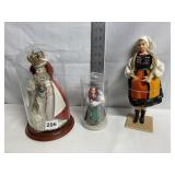 INFANT PRAGUE FIGURE UNDER GLASS AND 2 DOLLS