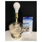 GLASS BASED LAMP WITH SAND AND SHELLS, 12", NEW