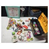 TOOL CHEST PLASTIC W/ JEWELRY, UNICORN PICTURE