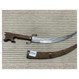 HAND MADE WOOD SHEATH WOOD HANDLE CURVED 11 IN