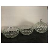 FOSTORIA BOWLS 3 - 1 WITH LID