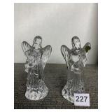 2 WATERFORD CRYSTAL ANGELS, 6" ONE PLAYING HARP,