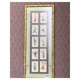 21X9 FRAMED ASIAN SAMPLER OF TEXTILE ART CHILDREN