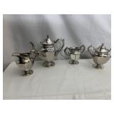 SILVER PLATE 4 PC. TEA SERVICE PIECES