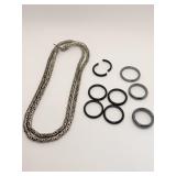 STERLING NECKLACE 1.85 OZT - 24" LONG AND (3)