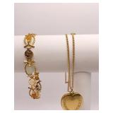 14K YELLOW GOLD MARQUISE SHAPED MULTICOLOR STONE