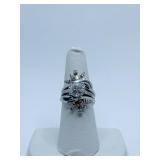 RING SET -W/ LEAF DESIGN WITH DIAMOND SURROUND -
