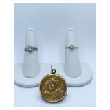 VINTAGE LOCKET ENGRAVED ON BACK W/ 2 PHOTO