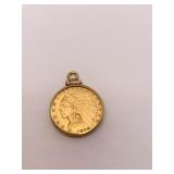 1928 LIBERTY - 2 1/2 DOLLAR W/ BEZEL - 4.9 GRAMS