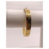 14K GOLD ENGRAVED BRACELET W/ SAFETY CHAIN -