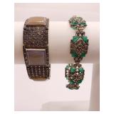 STERLING DECO BRACELET 7.5" L & MARCASITE VINTAGE