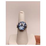 14K GOLD RING SETTING AQUA MARINE CENTER SZ. 7