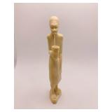 CARVED BONE PIPE SMOKER FIGURE 4.75" H