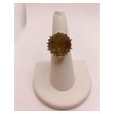 14K GOLD RING W/ SMOKEY TOPAZ CENTER STONE SZ. 6