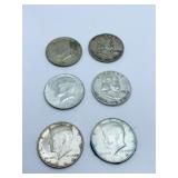(6) LIBERTY HALF DOLLARS 1951, 1952, 1964