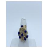 UNUSUAL LAPIS RING SET IN 14K GOLD WITH DIAMONDS