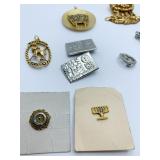 RHINESTONE EARRINGS, JEWISH WAR VETERAN PIN,