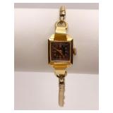 WATCH 18K GOLD CASE AND 14K GOLD BAND - ENGRAVED