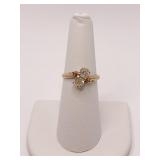 10K GOLD RING SZ. 6.5 W/ 2 CZ CENTER STONES - 1.9