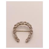 DIAMOND HORSESHOE PIN W/ DIAMONDS SET IN 14K GOLD