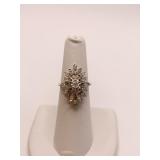 DIAMOND COCKTAIL RING SZ. 1/8 CARAT CENTER