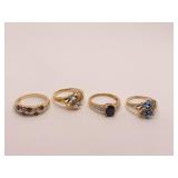 4 PLATED RINGS SZ. 8 TO 9