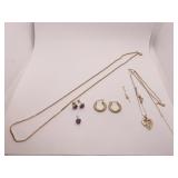 10K GROUP NECKLACES, EARRINGS, ETC. 6.7 GRAMS