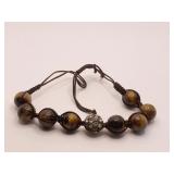 TIGER EYE BRACELET W/ RHINESTONE CENTER 12"