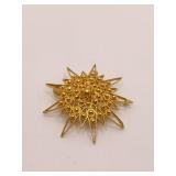 STAR BROOCH 1.5" D -14K GOLD WITH A 22K GOLD PLATE