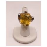 MODERN DESIGN RING UNUSUAL SHAPE CITRINE CENTER