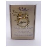 MOTHER RHINESTONE BOW TOP PIN IN BOX 1.18"
