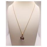 10K GOLD CHAIN - 16" W/ PURPLE AMYTHEST HEART