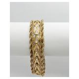 14K GOLD BRACELET 7" LONG UNUSUAL 1/2" WIDE INNER